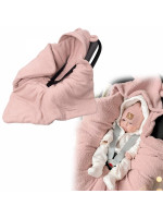 Oteplený fusák, deka s kapucňou do autosedačky Baránok, Baby Nellys - púdrová, ružová
