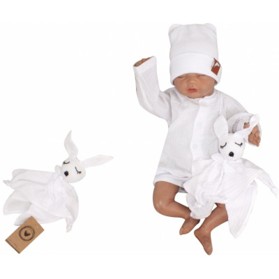 Mazlík, prítulníček mušelín pre bábätká Z&Z, Zajačik, biely