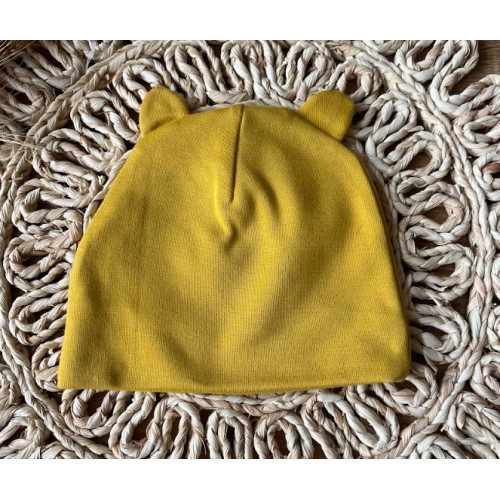 Dojčenská čiapočka s uškami Mamatti, Balón - horčicová, veľ. 68