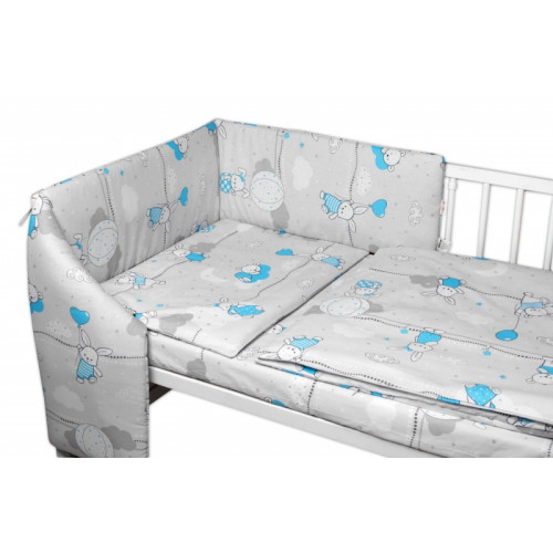 Mantinel s obliečkami Premium, Baby Nellys, 3D sada, Good night Animals, sivé BOY, 135x100