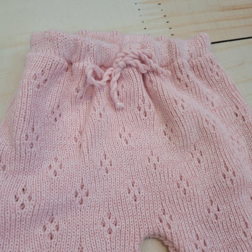 Pletená ažurková sada 4D, tunika, polodupačky, čiapočka + čelenka Kazum, ružová, veľ. 68