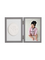 Baby Odtlačok - Dvojitý rámček s modelínou pre odtlačok ručičky alebo nožičky, sivý