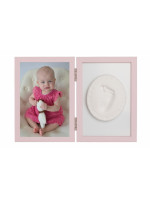 Baby Odtlačok - Dvojitý rámček s modelínou pre odtlačok ručičky alebo nožičky, ružový