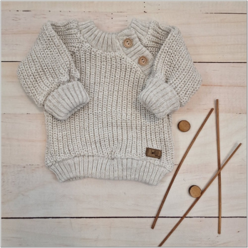 Pletený svetrík s gombíkmi Lovely, predĺžené náplety, sv. šedý, 56/62
