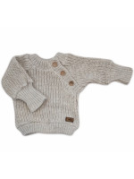 Pletený svetrík s gombíkmi Lovely, predĺžené náplety, sv. šedý, 68/74
