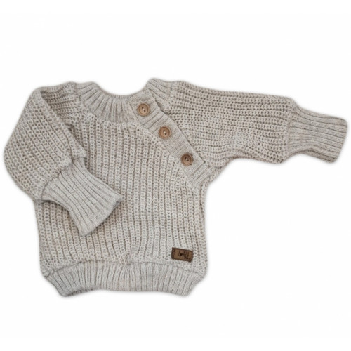 Pletený svetrík s gombíkmi Lovely, predĺžené náplety, sv. šedý, 80/86