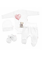 Súprava do pôrodnice pre bábätko 4D Teddy Love, Baby Nellys - biela/ružová, veľ. 62