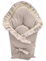 Rýchlozavinovačka s volánikmi, vyšívkou a stuhou, béžová