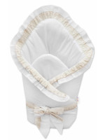 Rýchlozavinovačka s volánikmi, vyšívkou a stuhou, biela