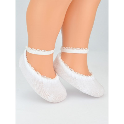 Dojčenské bavlnené ponožky s čipkou, biele, 6-12 m