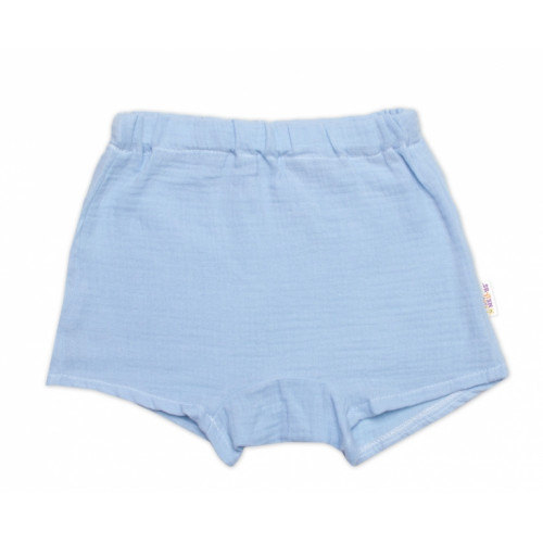 Detská letná mušelínová 2D sada tričko kr. rukáv + kraťasy, modré, vel. 104/110