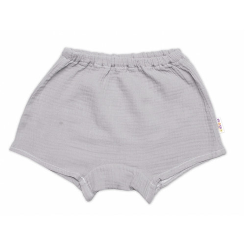 Detská letná mušelínová 2D sada tričko kr. rukáv + kraťasy, sivé, veľ. 80/86