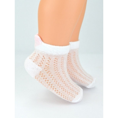 Dojčenské žakárové ponožky so vzorom, Srdiečko, biele, 6-12m