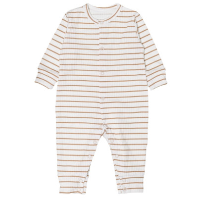 Dojčenský overálek, pyžamko bez šľapiek, bavlna Prúžok, béžový