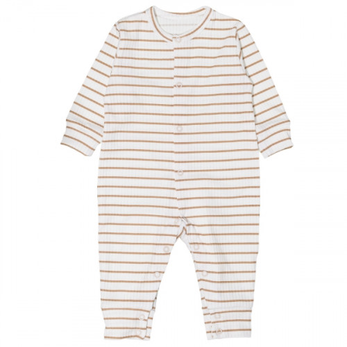 Dojčenský overálek, pyžamko bez šľapiek, bavlna Prúžok, béžový, veľ. 68