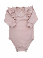 Rastúce body dlhý rukáv s volánikmi, bavlna, staroružová, veľ. 68/74