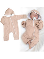 Mušelinový overal s kapucňou, dvojvrstvový, Hand Made, béžový, veľ. 68