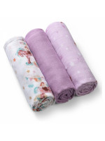 Bambusové detské plienky 3 ks, Hojdací koník - fialové