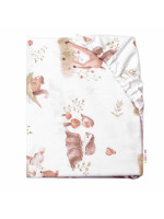 Bavlnené prestieradlo, Roztomilé zvieratká, biela/hnedá