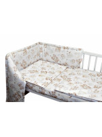 Mantinel s obliečkami, 3D sada - Sny zvieratiek, biela/hnedá, 135x100 cm