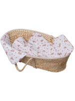 Súprava do kočíka, bavlnená 2D sada, Little flowers, biela/ružová