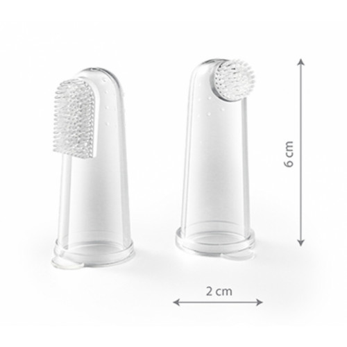 Silikónové zubné kefky pre bábätká na prst, 2ks s boxíkom