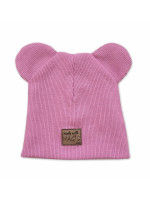 Dvojvrstvová rebrovaná čiapočka s uškami Magic - ružová, veľ. 68/74