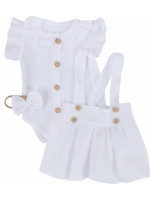 Mušelínová suknička s lacnom, bodýčko a čelenka, 3D sada, biela/biela