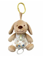 Tulilo Závesná plyšová hračka s hrkálkou Psík, 18 cm - béžová