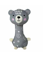 Látková hračka pískacia, Medvedík, 17 cm, sivá