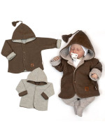 Pletený detský kabátik/bundička s kapucňou Star, obojstranný - hnedý, béžový, veľ. 62