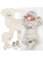 Súpravička do pôrodnice 5D Made with love, béžová, cappuccino, veľ. 62