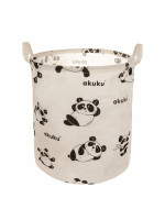 Kôš na hračky, uzatvárateľný, bavlna, Panda - béžový, 43L