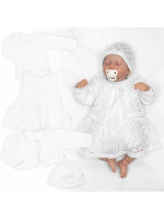 Luxusná pletená sada pre dievčatko na krstiny a oslavu 4D design - biela, veľ. 62