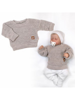 Rastúci oversize pletený svetrík pre bábätko, béžový, veľ. 80/86