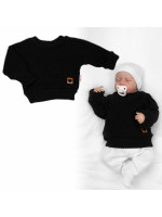 Rastúci oversize pletený svetrík pre bábätko, čierny