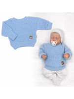 Rastúci oversize pletený svetrík pre bábätko,  sv. modrý, veľ. 92/98