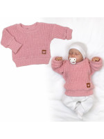 Rastúci oversize pletený svetrík pre bábätko, staroružová