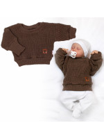 Rastúci oversize pletený svetrík pre bábätko, hnědý, 68/74