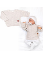 Rastúci oversize pletený svetrík pre bábätko, svetlý béžový, veľ. 80/86