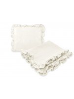 Luxusná 2D sada Nature - vankúšik a deka s volánikom - smotanová