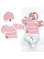 Pletená sada pre bábätko s jemným prúžkom 2D, lux - růžová, biela, veľ. 80