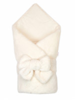 Luxusná obojstranná zavinovačka/deka/podložka so stuhou, smotanová