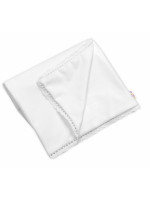 Luxusná detská deka Velvet, obojstranná s čipkovým lemovaním, 100 x 75 cm - biela