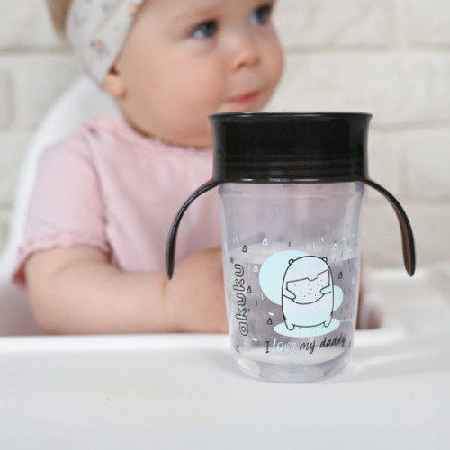 Nevylievajúci hrnček s úchytmi, I love my Daddy 240 ml, čierna