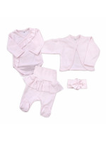 4-dielna bavlnená sada pre bábätko do pôrodnice, sv. ružová