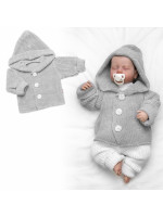 Pletený svetrík s kapucňou a gombíkmi Made with Love, šedý