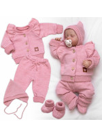 Rastúca pletená sada 4D Girl s volánikom Love, ružová