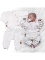 Rastúci pletený svetrík a nohavice s vreckom Hand Made 2D, Nature - smotanový