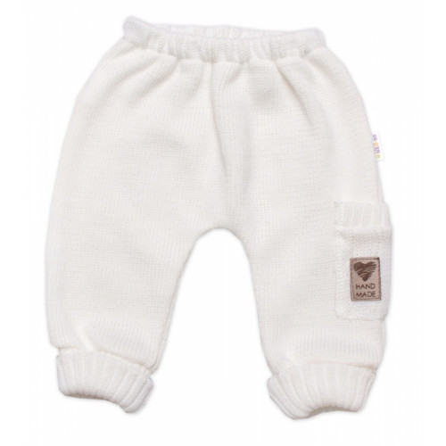 Rastúci pletený svetrík a nohavice s vreckom Hand Made 2D, Nature - smotanový, veľ. 68/74